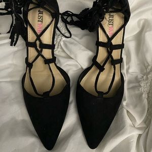 Black laceup heels